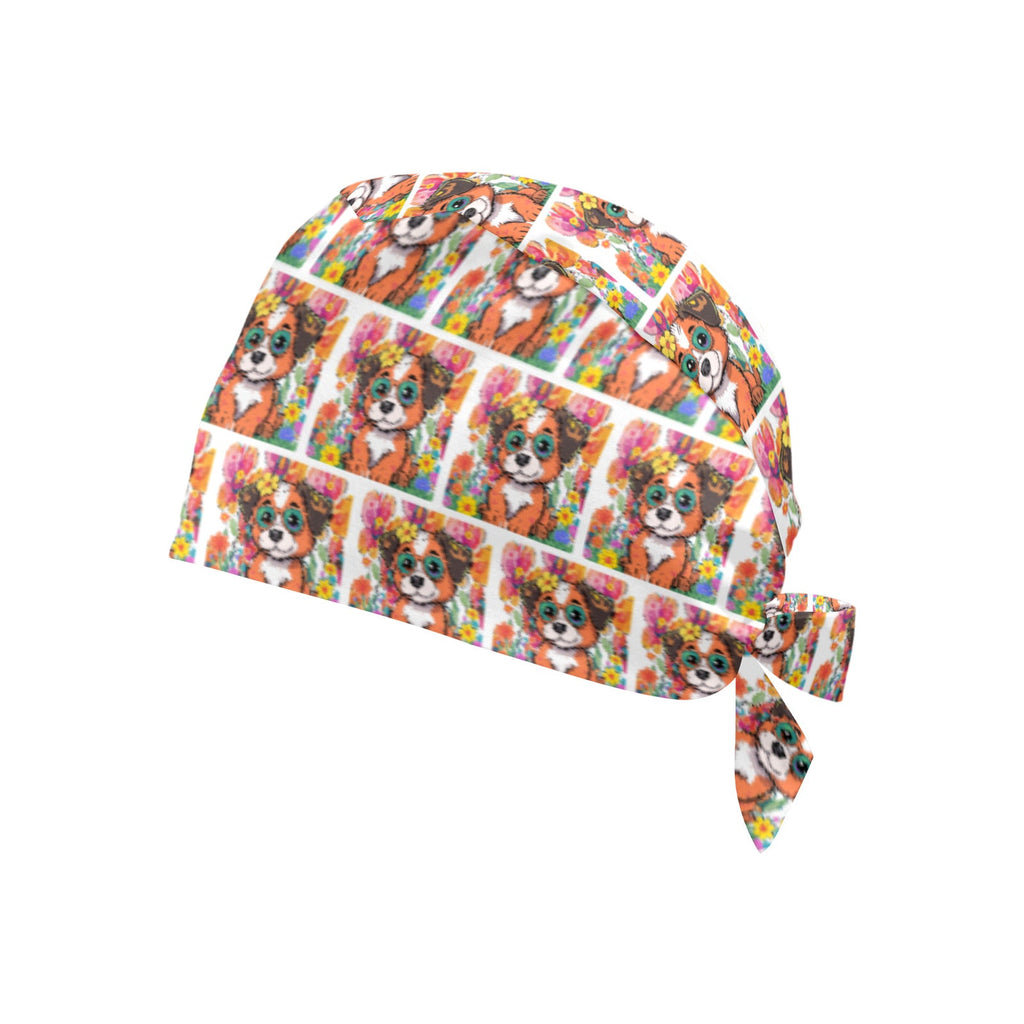 Cute Dog with Glasses Medical Scrub Cap (Made in USA)