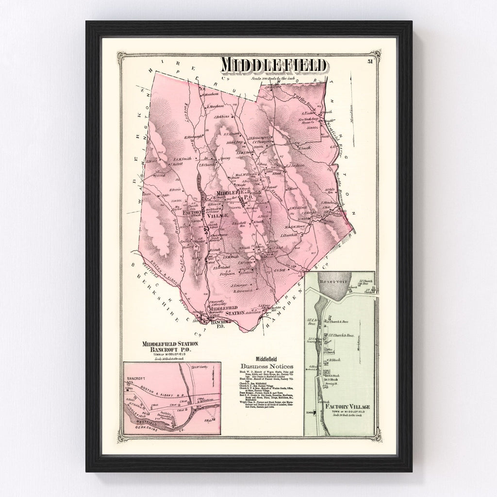 Vintage Map of Middlefield, Massachusetts 1873