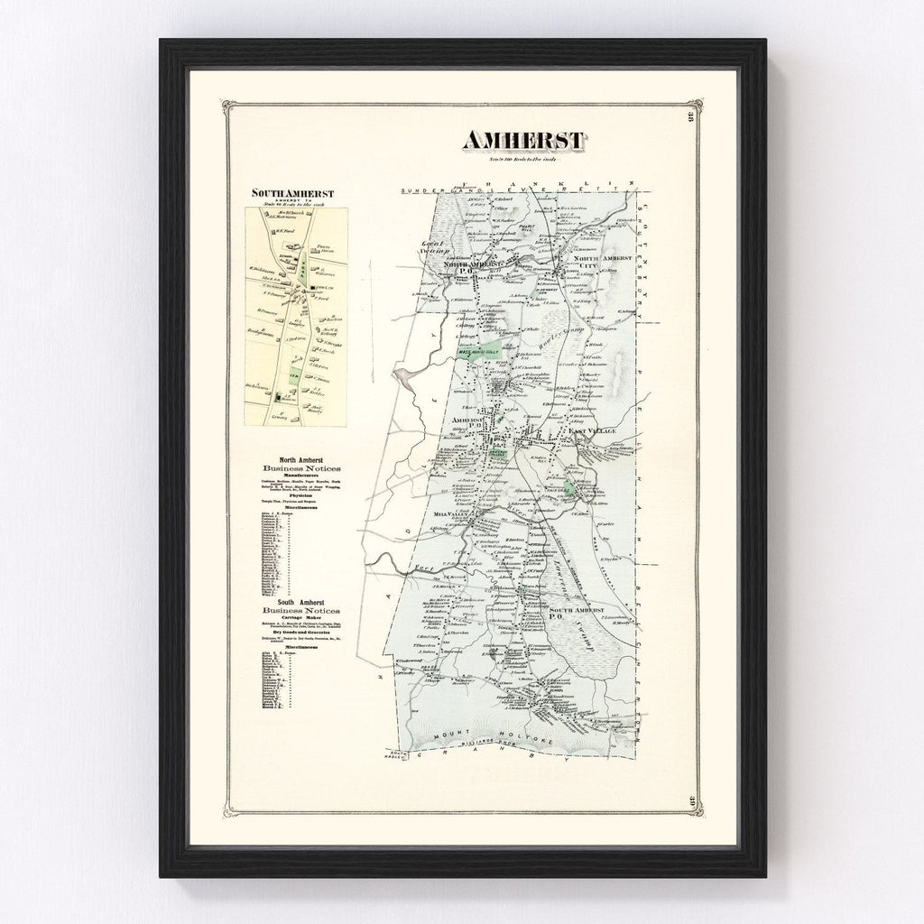 Vintage Map of Amherst, Massachusetts 1873