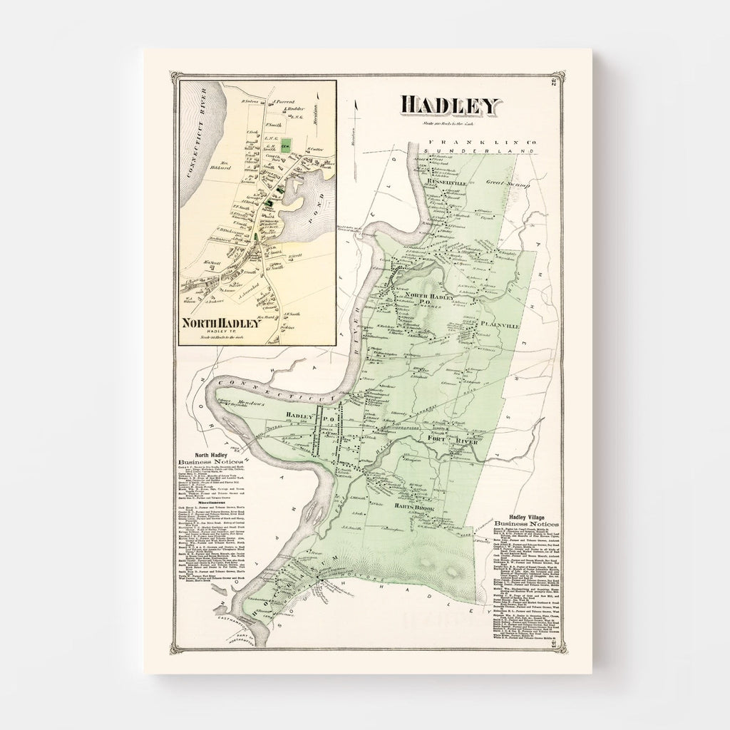 Vintage Map of Hadley, Massachusetts 1873