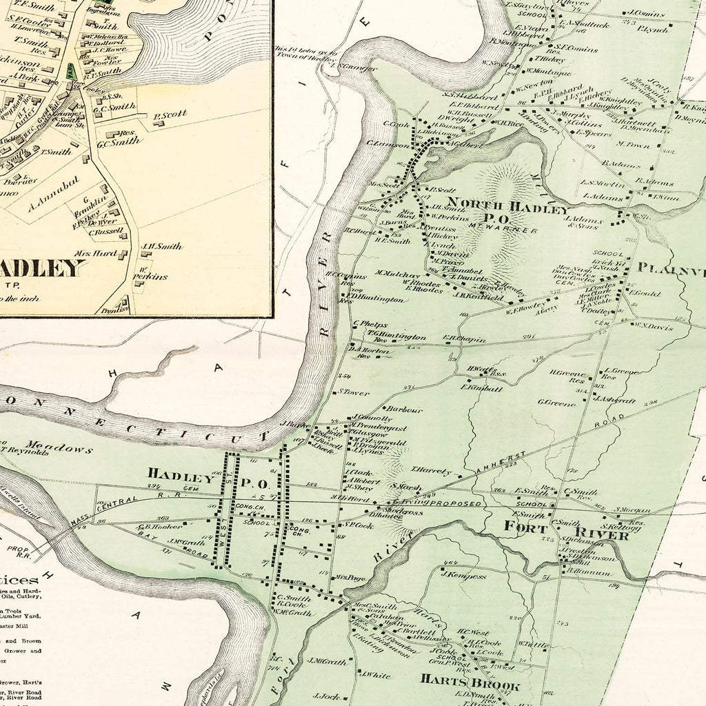 Vintage Map of Hadley, Massachusetts 1873