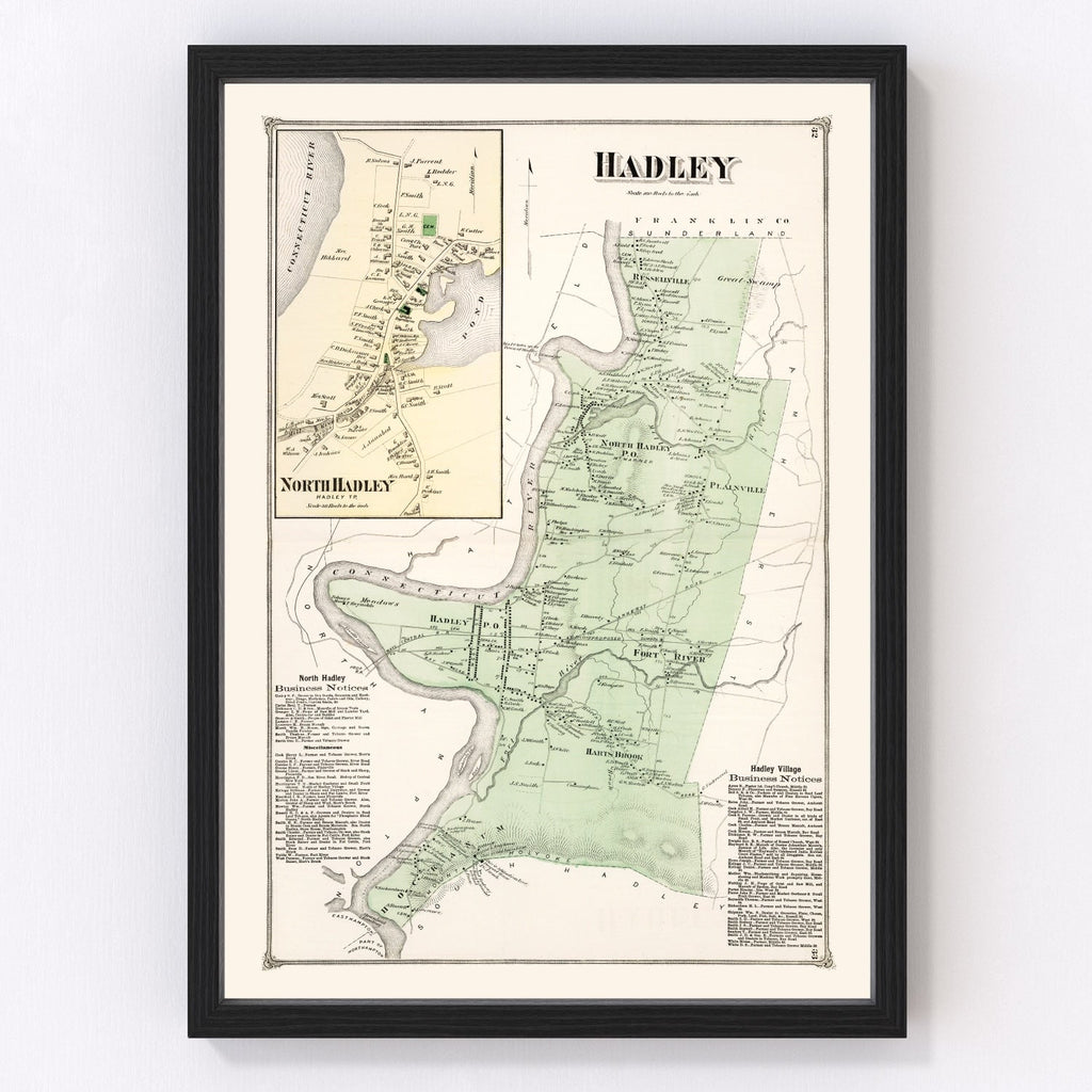 Vintage Map of Hadley, Massachusetts 1873