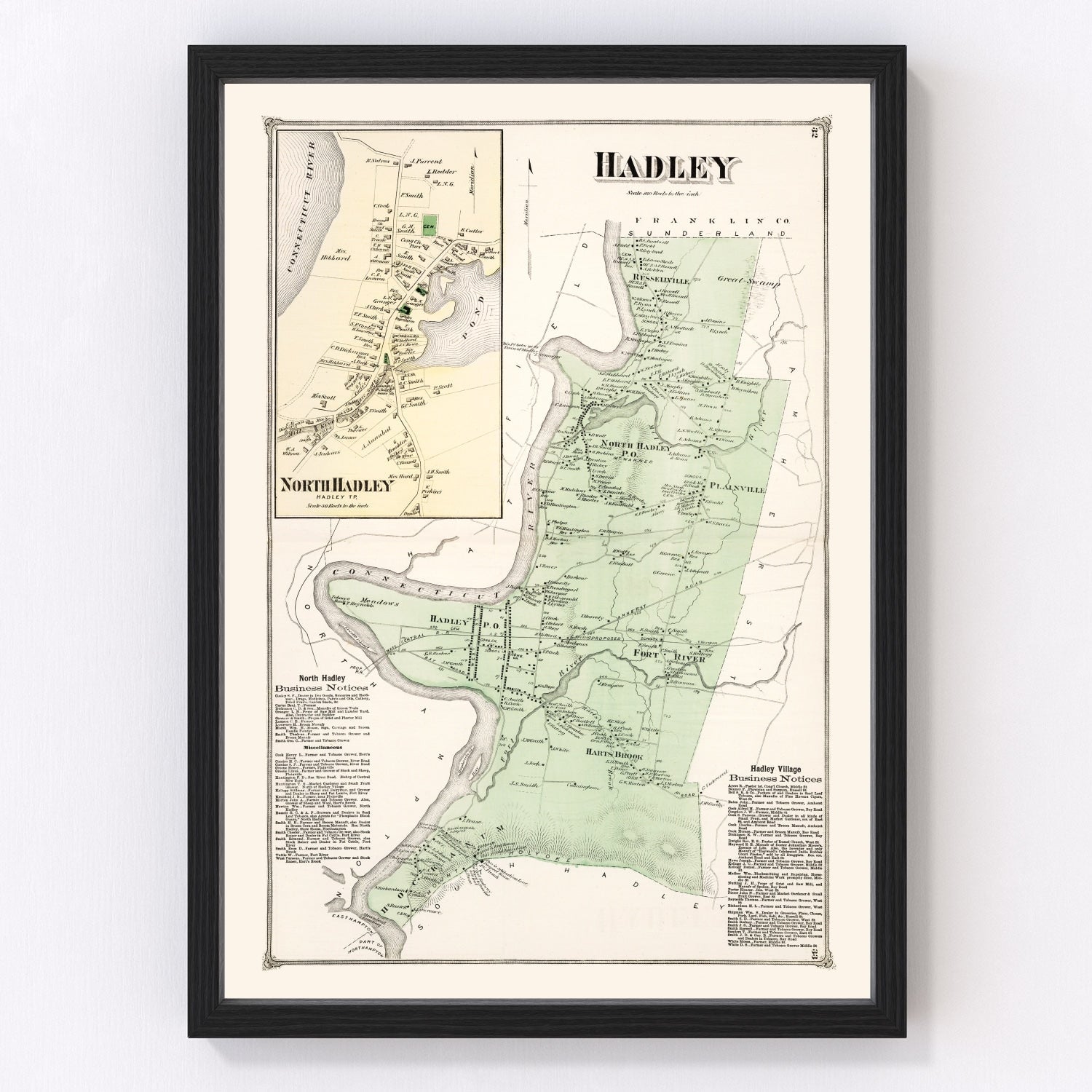 Vintage Map of Hadley, Massachusetts 1873