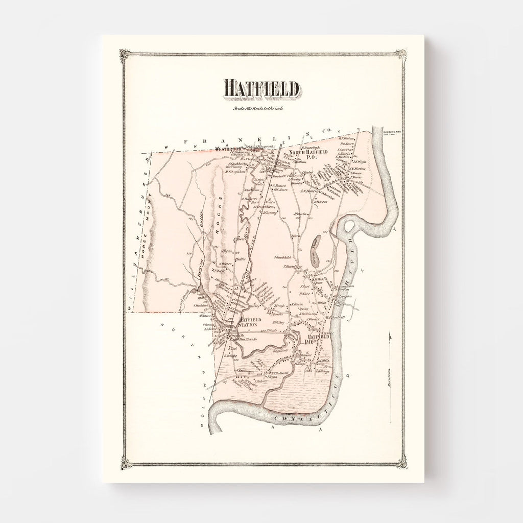 Vintage Map of Hatfield, Massachusetts 1873