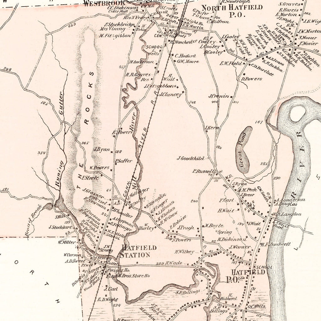 Vintage Map of Hatfield, Massachusetts 1873