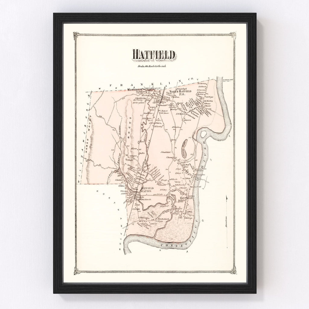 Vintage Map of Hatfield, Massachusetts 1873