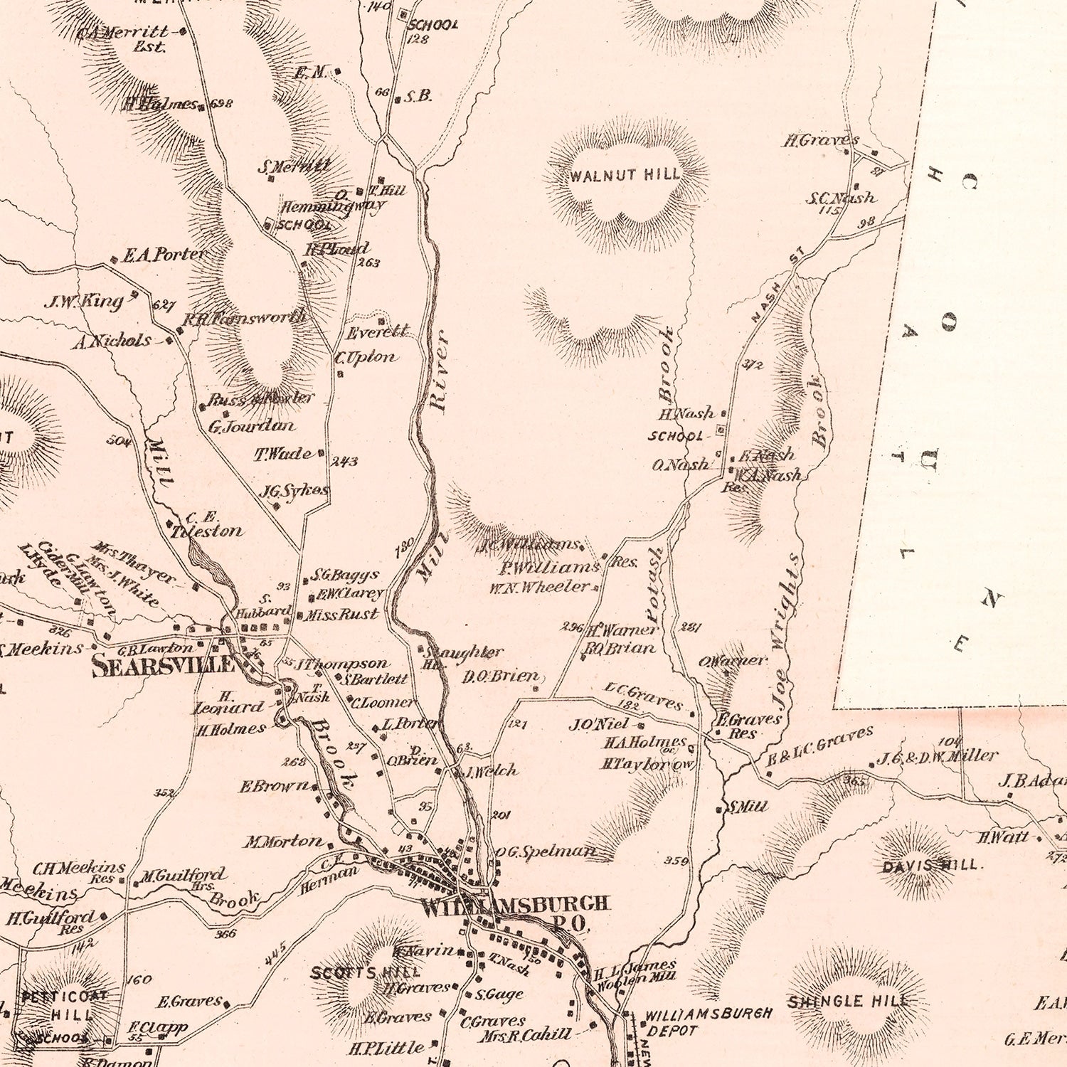 Vintage Map of Williamsburg, Massachusetts 1873