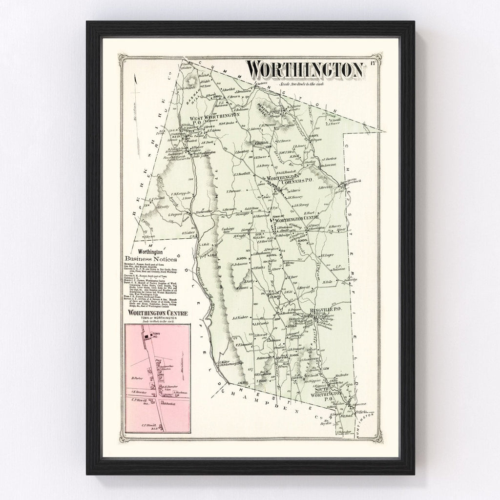Vintage Map of Worthington, Massachusetts 1873