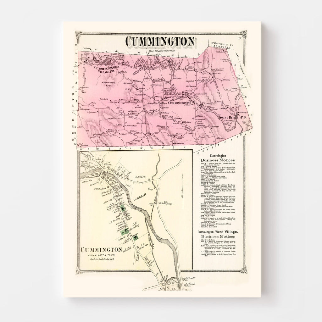 Vintage Map of Cummington, Massachusetts 1873