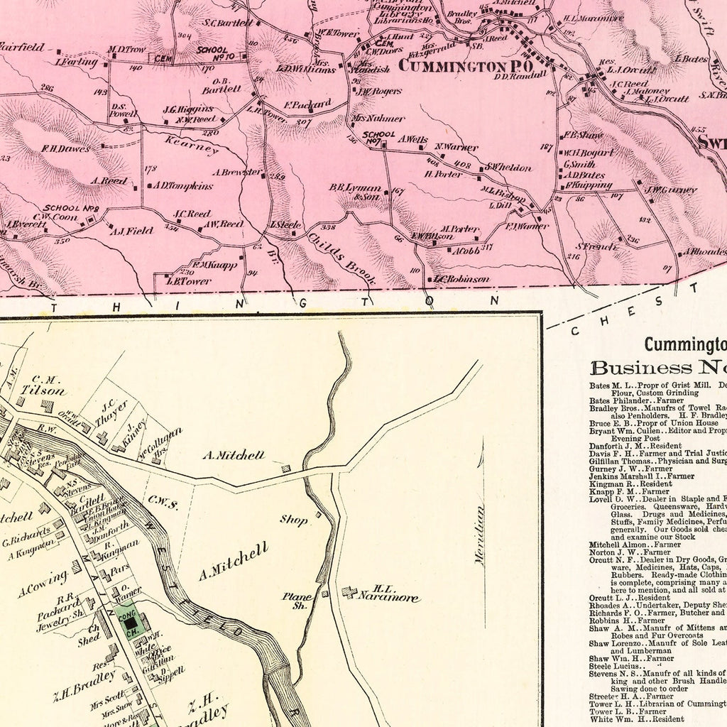 Vintage Map of Cummington, Massachusetts 1873
