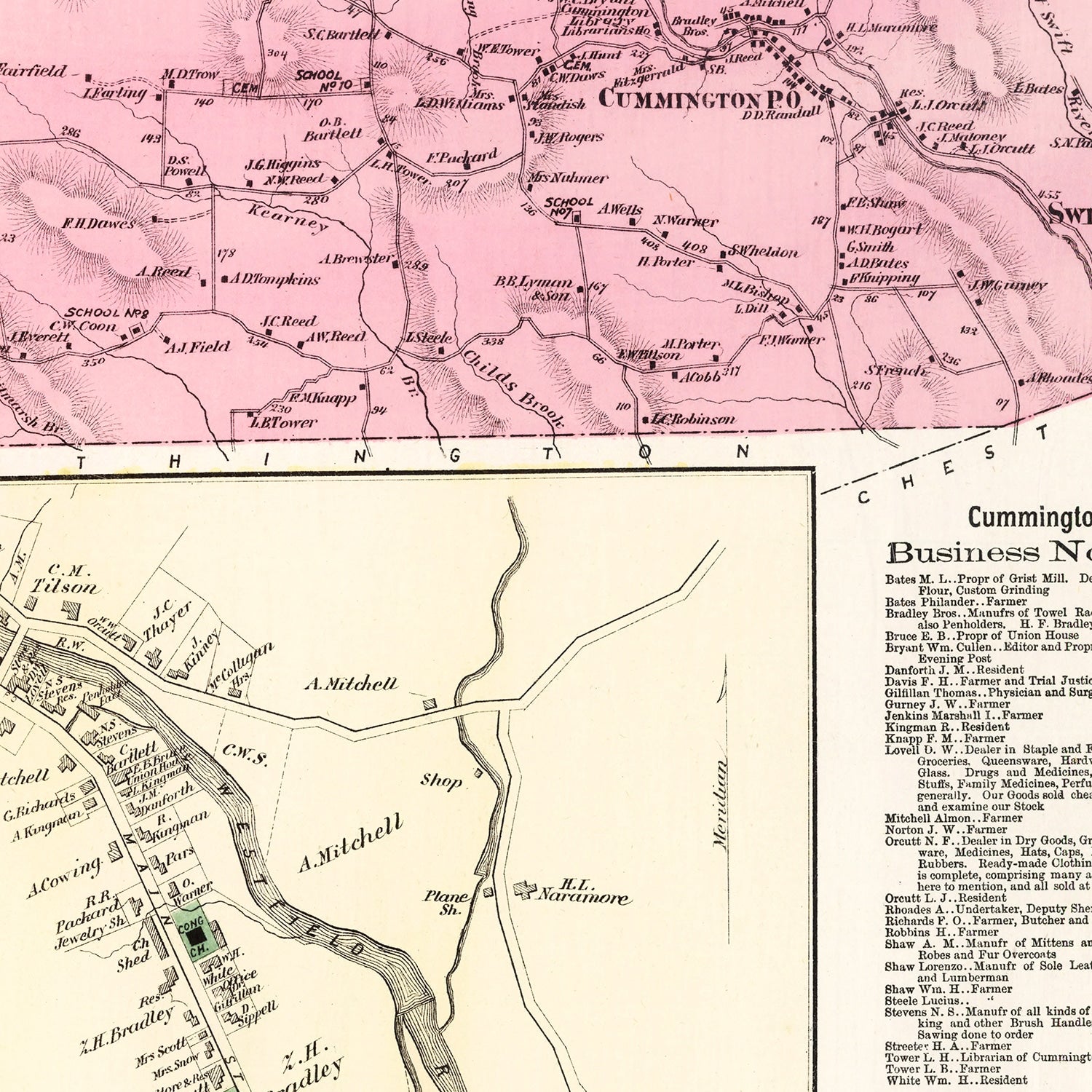 Vintage Map of Cummington, Massachusetts 1873