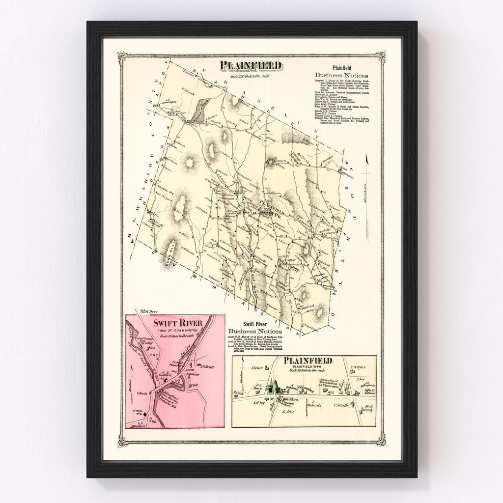 Vintage Map of Plainfield, Massachusetts 1873