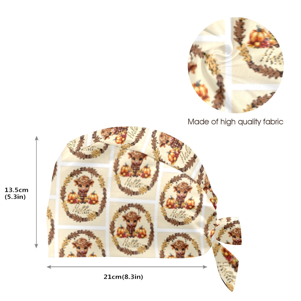 Hello Pumpkin Highland Cow Medical Scrub Cap (Made in USA)
