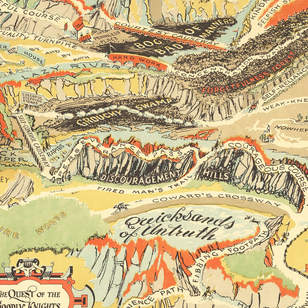 Vintage Map of the Quest of the Goodly Knights, 1927