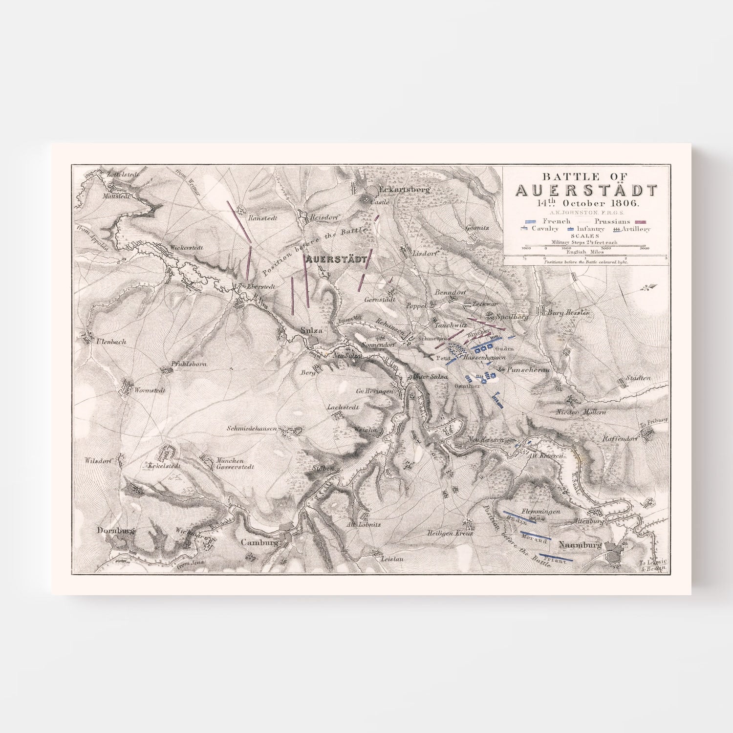 Vintage Map of the Battle of Auerstadt, 1806