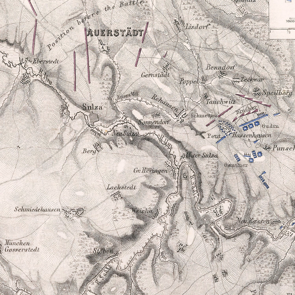 Vintage Map of the Battle of Auerstadt, 1806