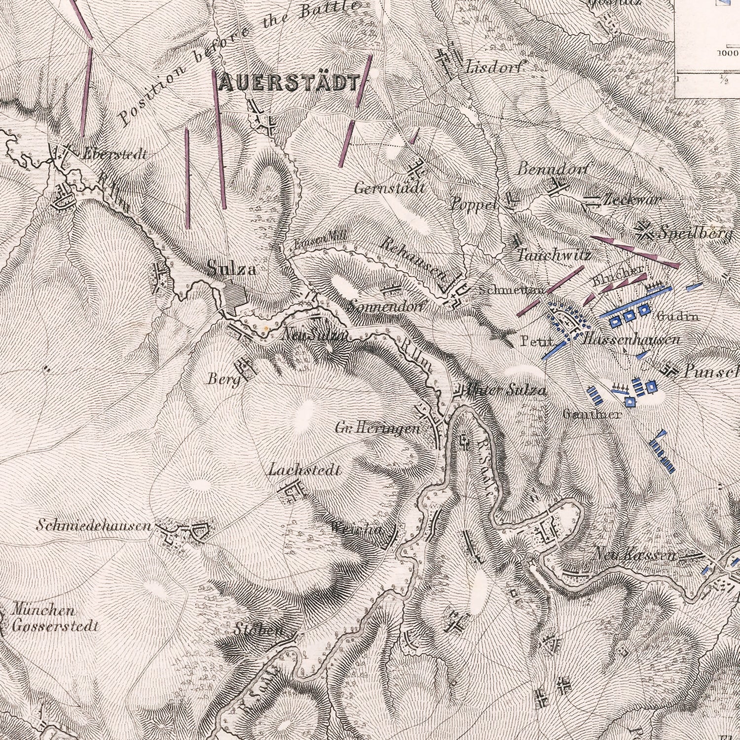 Vintage Map of the Battle of Auerstadt, 1806
