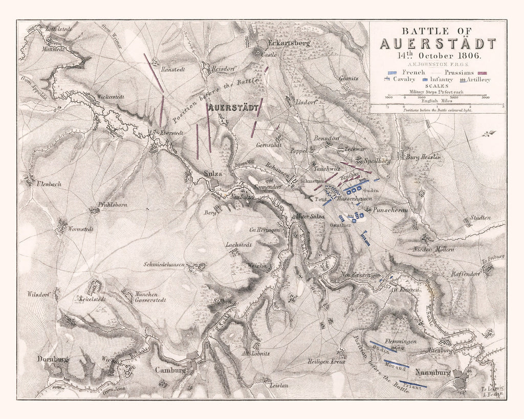 Vintage Map of the Battle of Auerstadt, 1806
