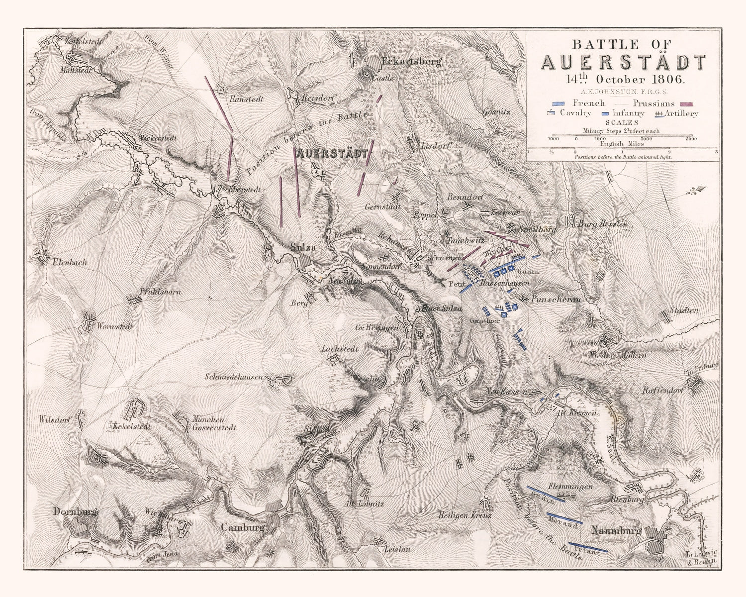 Vintage Map of the Battle of Auerstadt, 1806