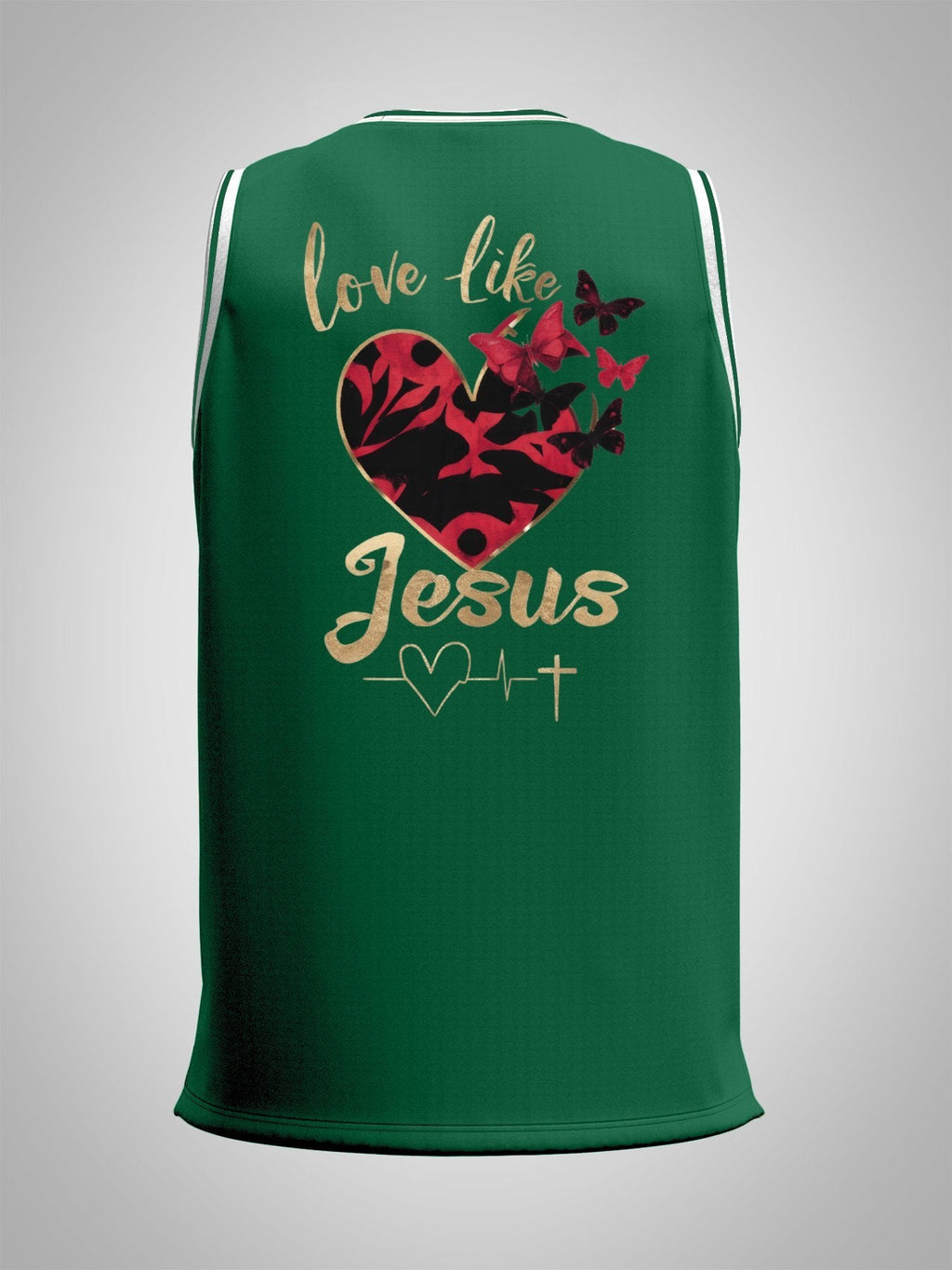 Love Like Jesus Adult Green Basketball Jersey | Ships From USA