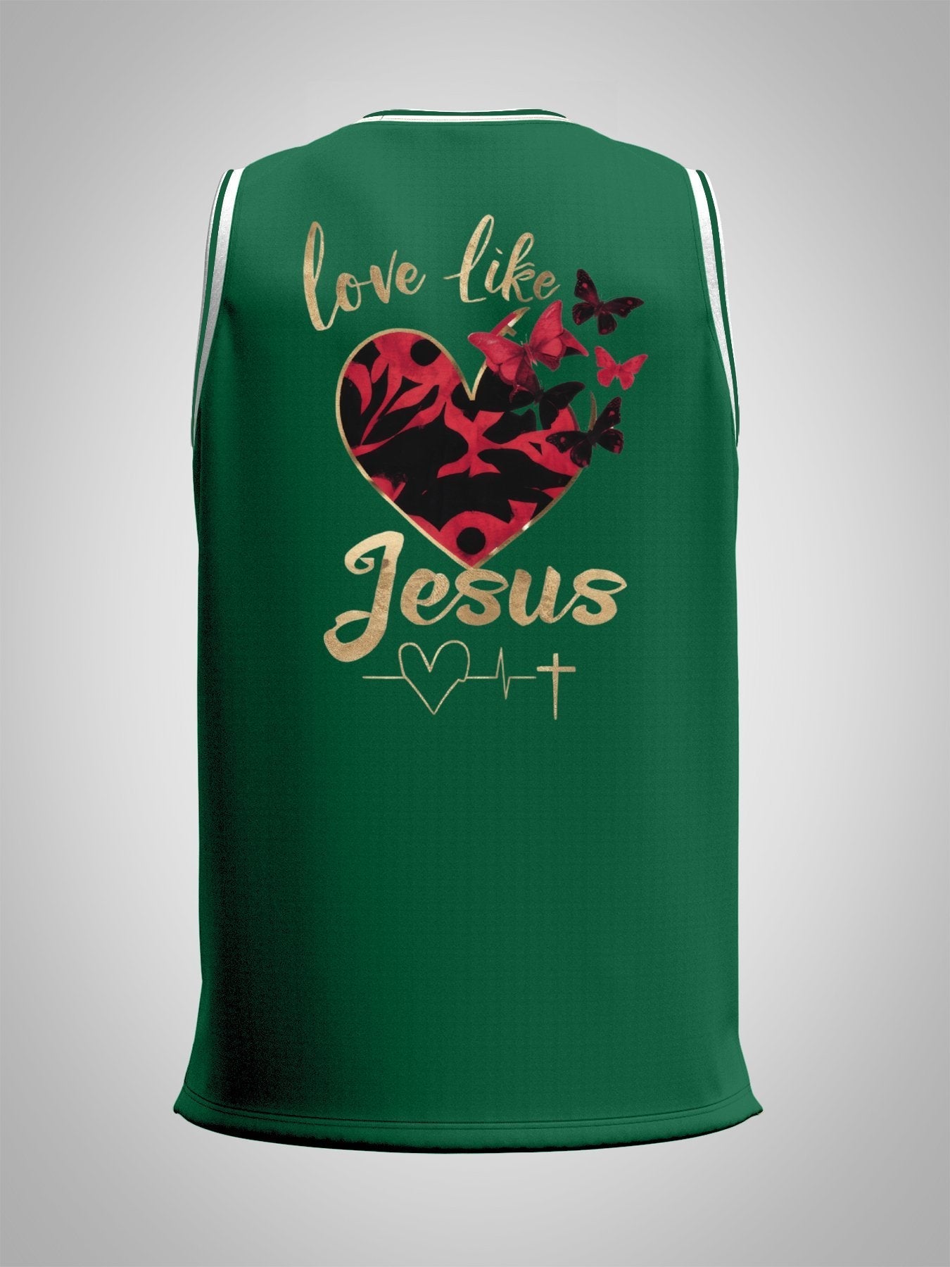 Love Like Jesus Adult Green Basketball Jersey | Ships From USA