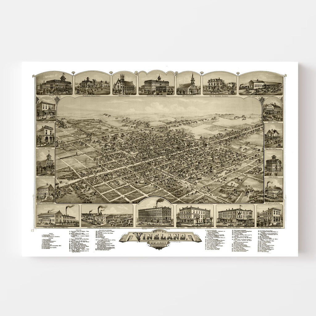Vintage Map of Vineland, New Jersey 1885
