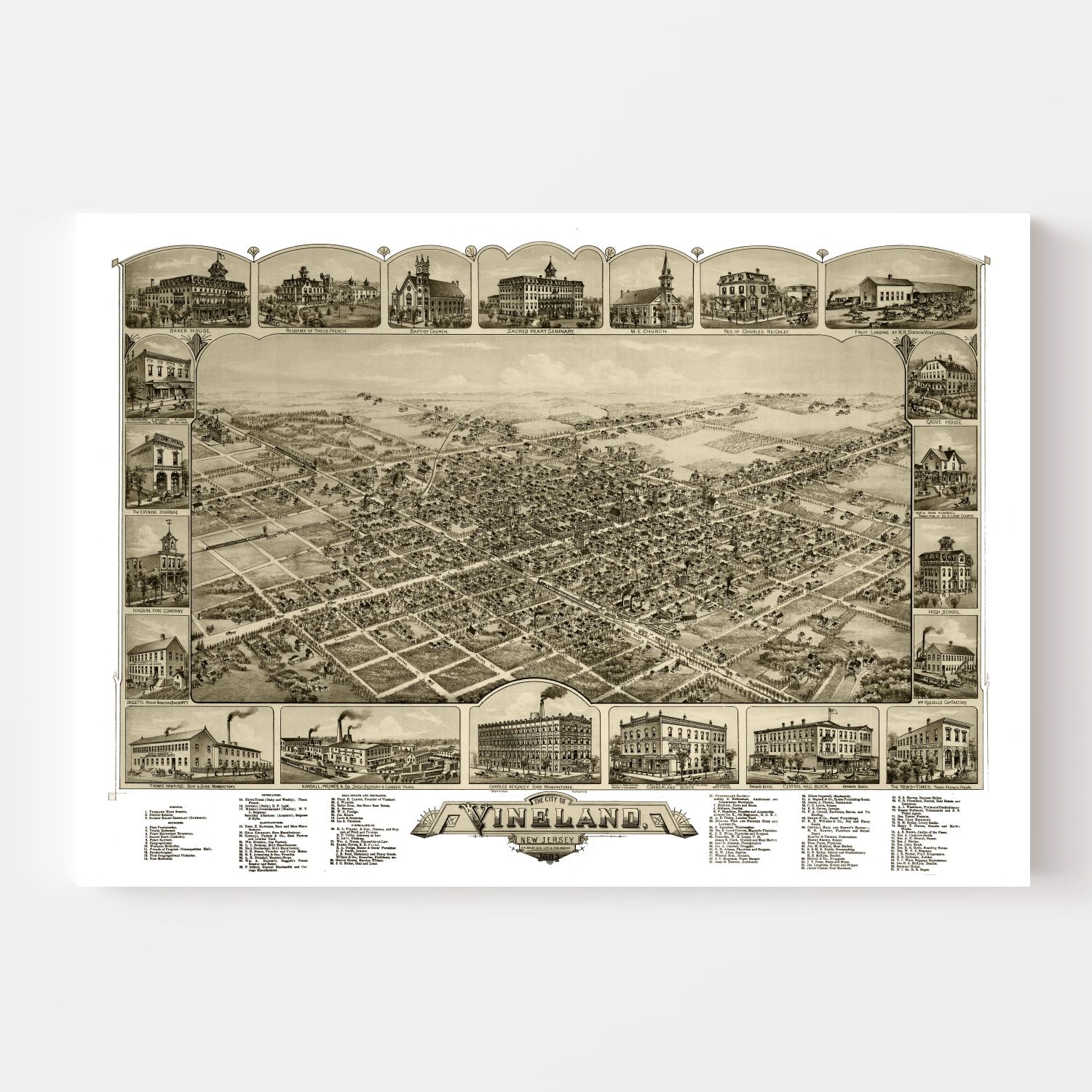 Vintage Map of Vineland, New Jersey 1885