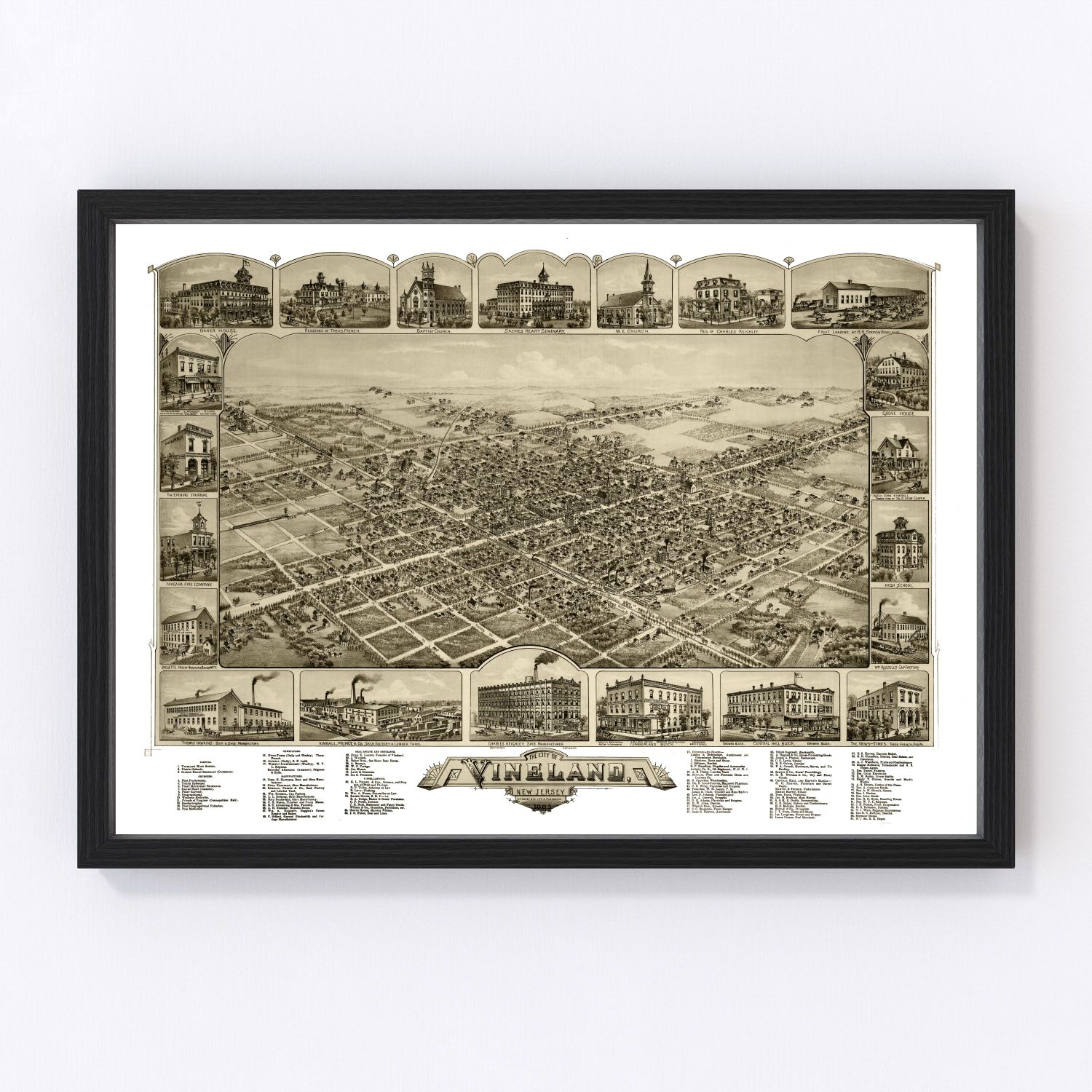 Vintage Map of Vineland, New Jersey 1885
