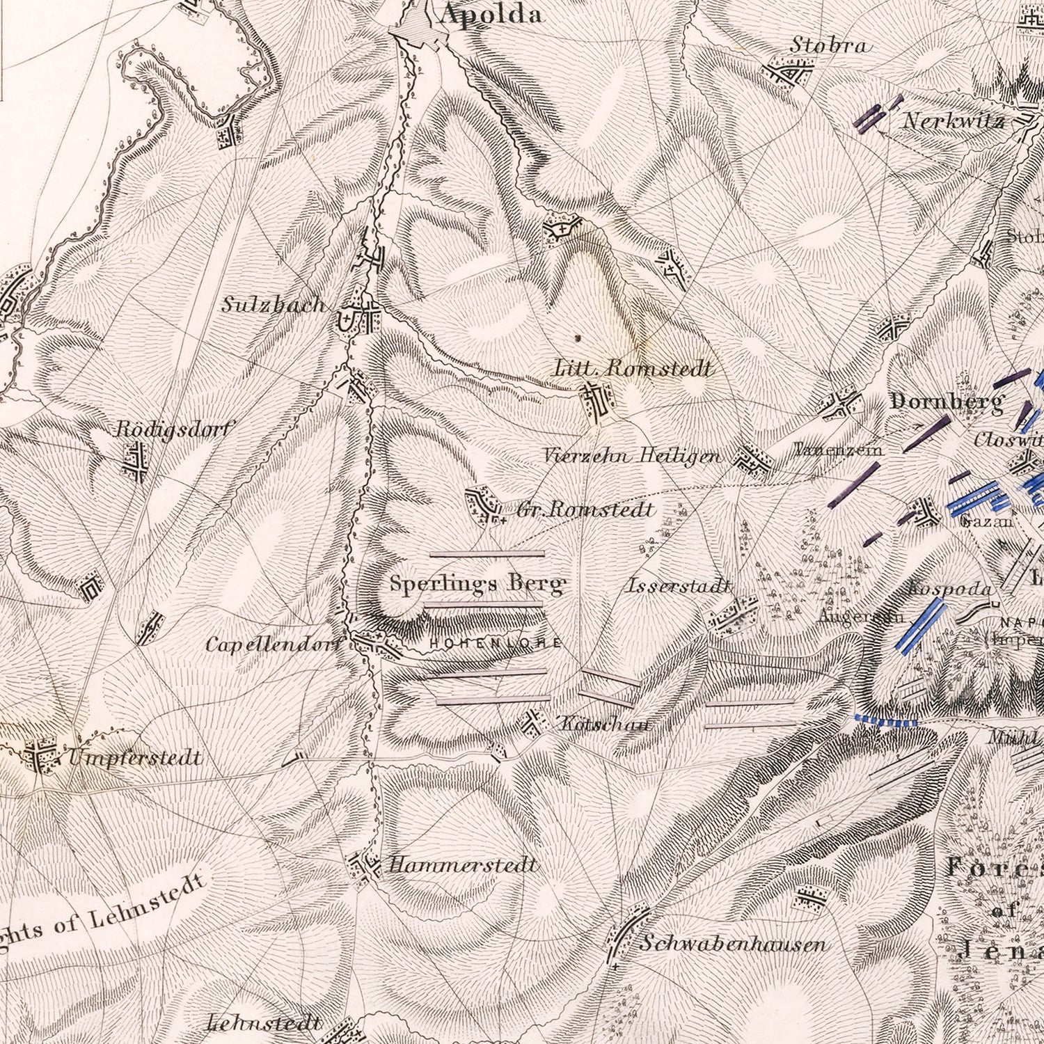 Vintage Map of the Battle of Jena, 1806