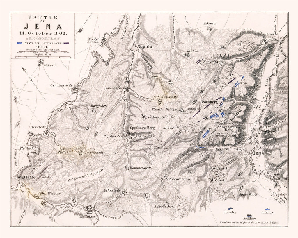 Vintage Map of the Battle of Jena, 1806