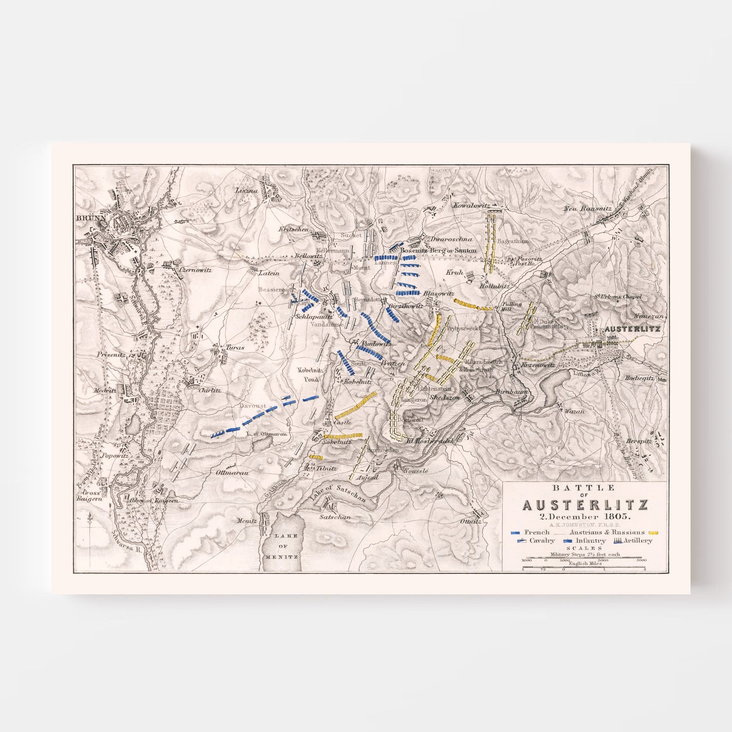 Vintage Map of the Battle of Austerlitz, 1805