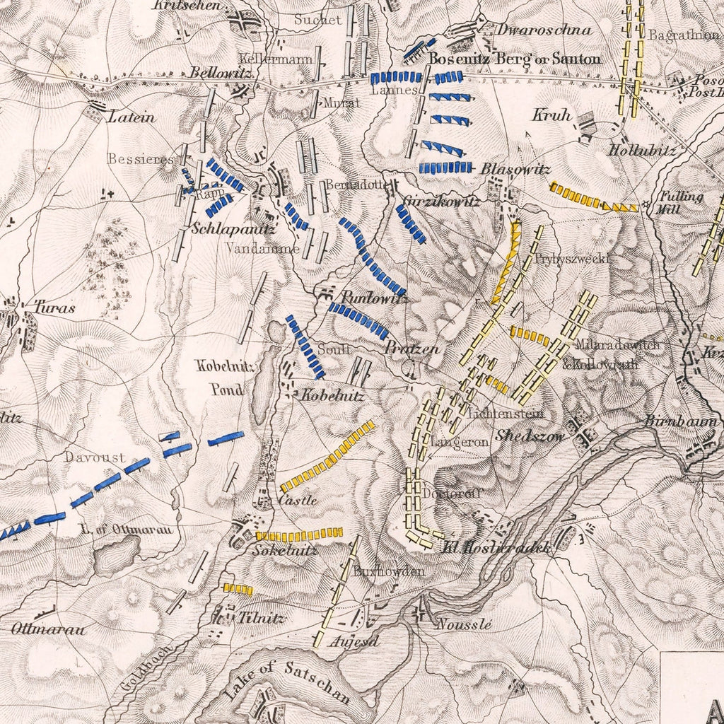 Vintage Map of the Battle of Austerlitz, 1805