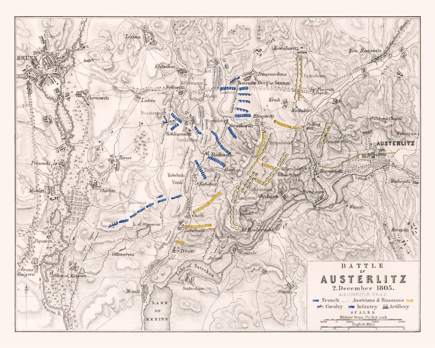 Vintage Map of the Battle of Austerlitz, 1805