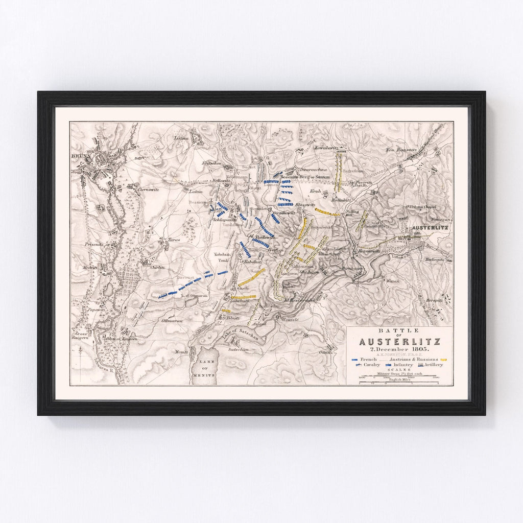 Vintage Map of the Battle of Austerlitz, 1805