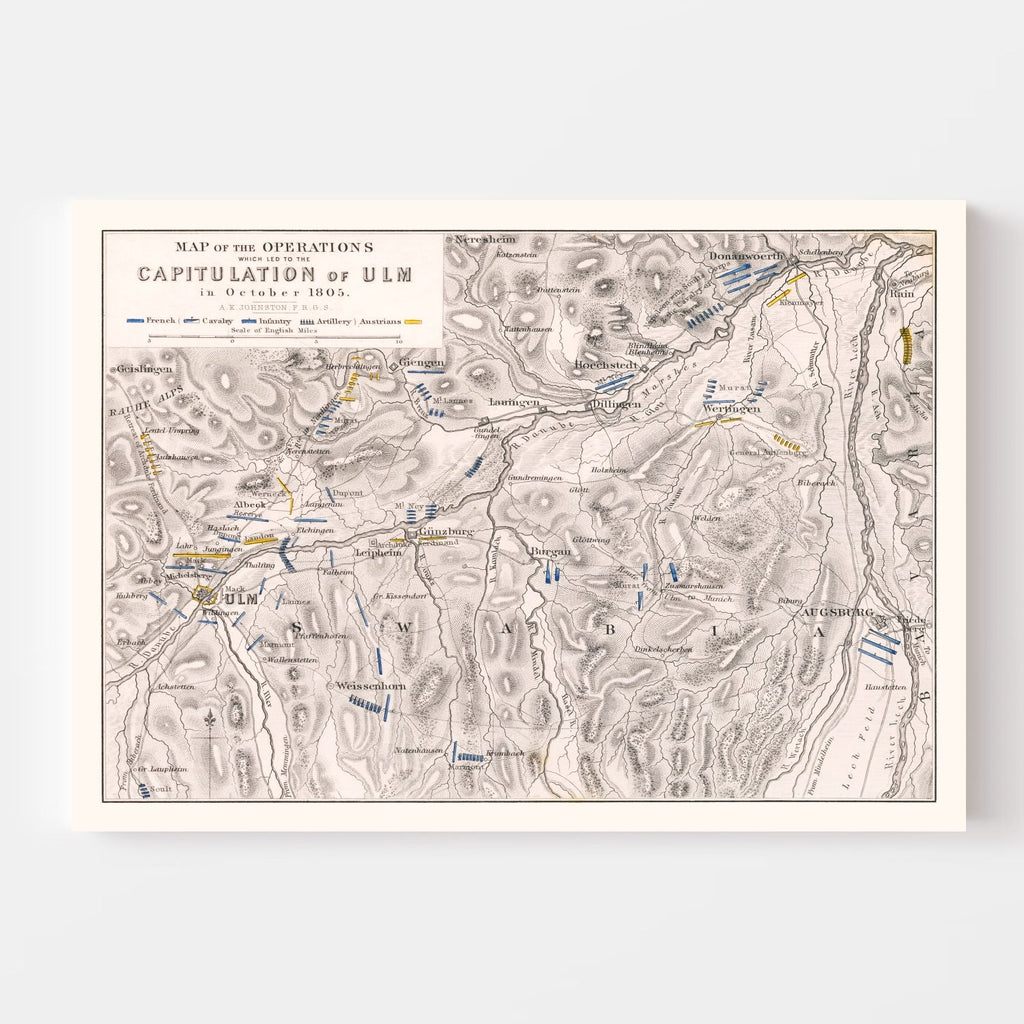 Vintage Map of the Capitulation of Ulm, 1805