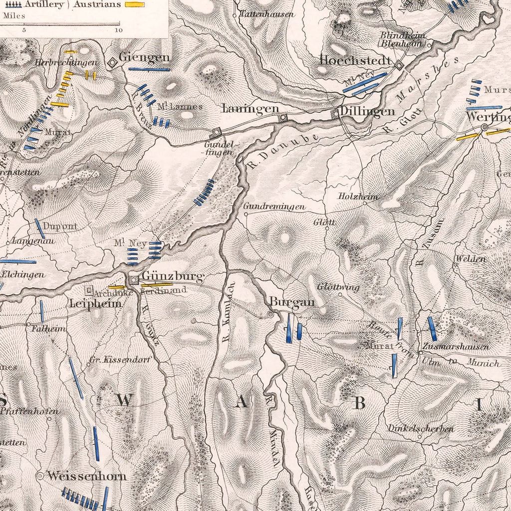 Vintage Map of the Capitulation of Ulm, 1805