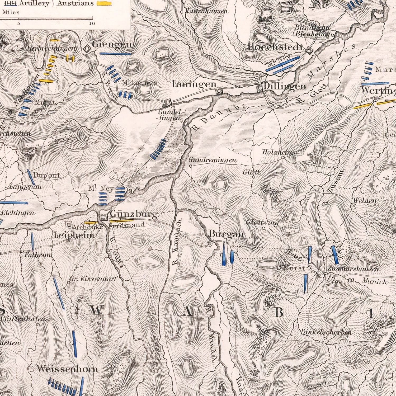 Vintage Map of the Capitulation of Ulm, 1805