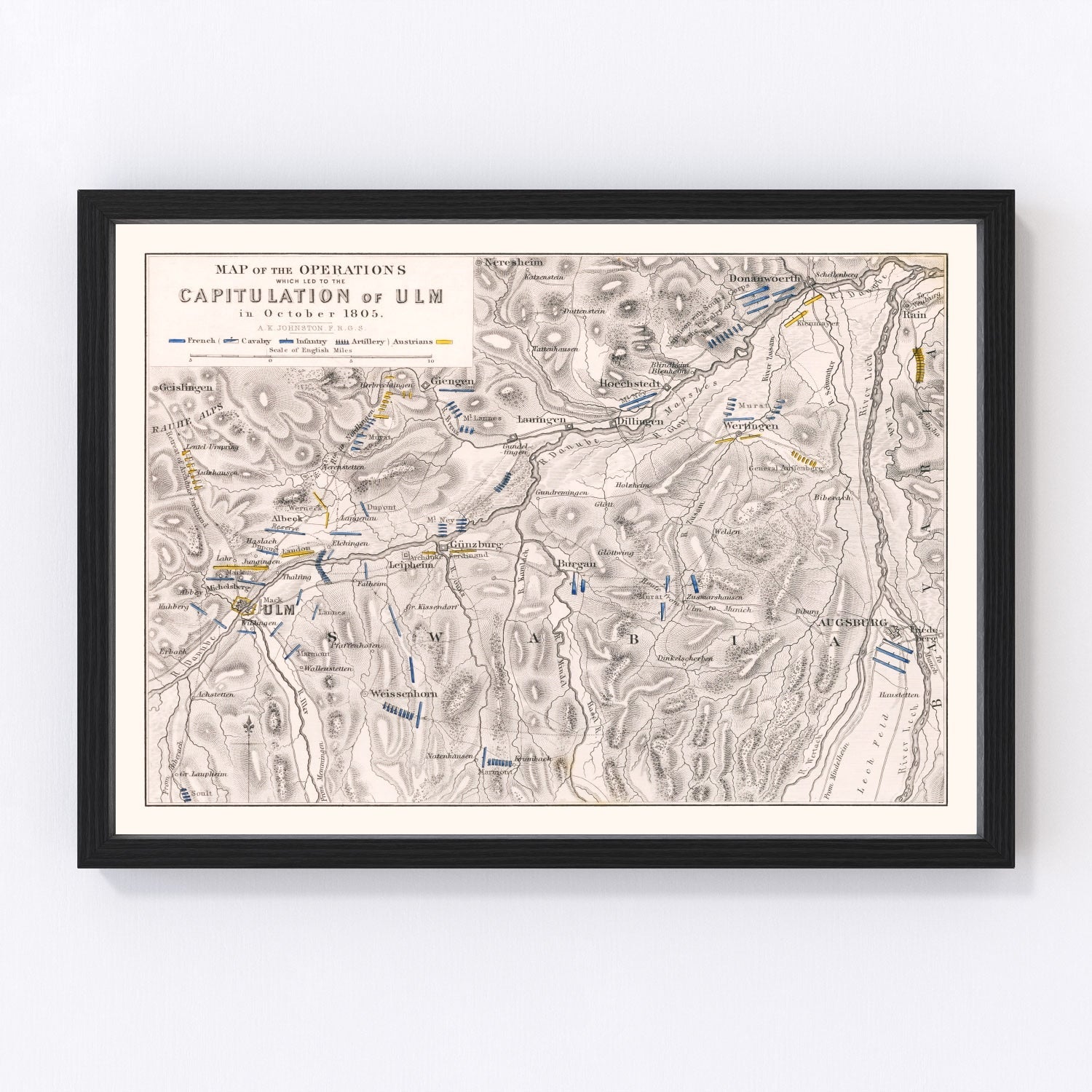 Vintage Map of the Capitulation of Ulm, 1805