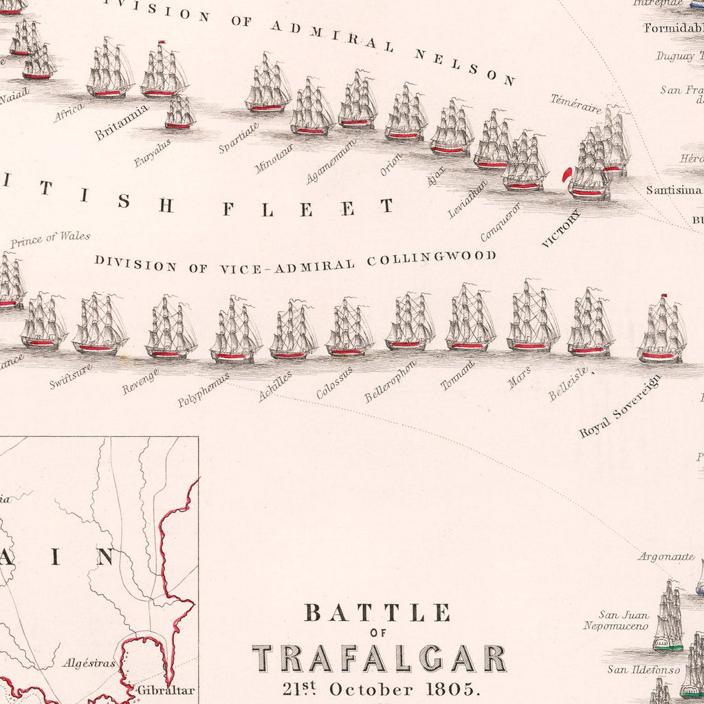 Vintage Map of the Battle of Trafalgar, 1805