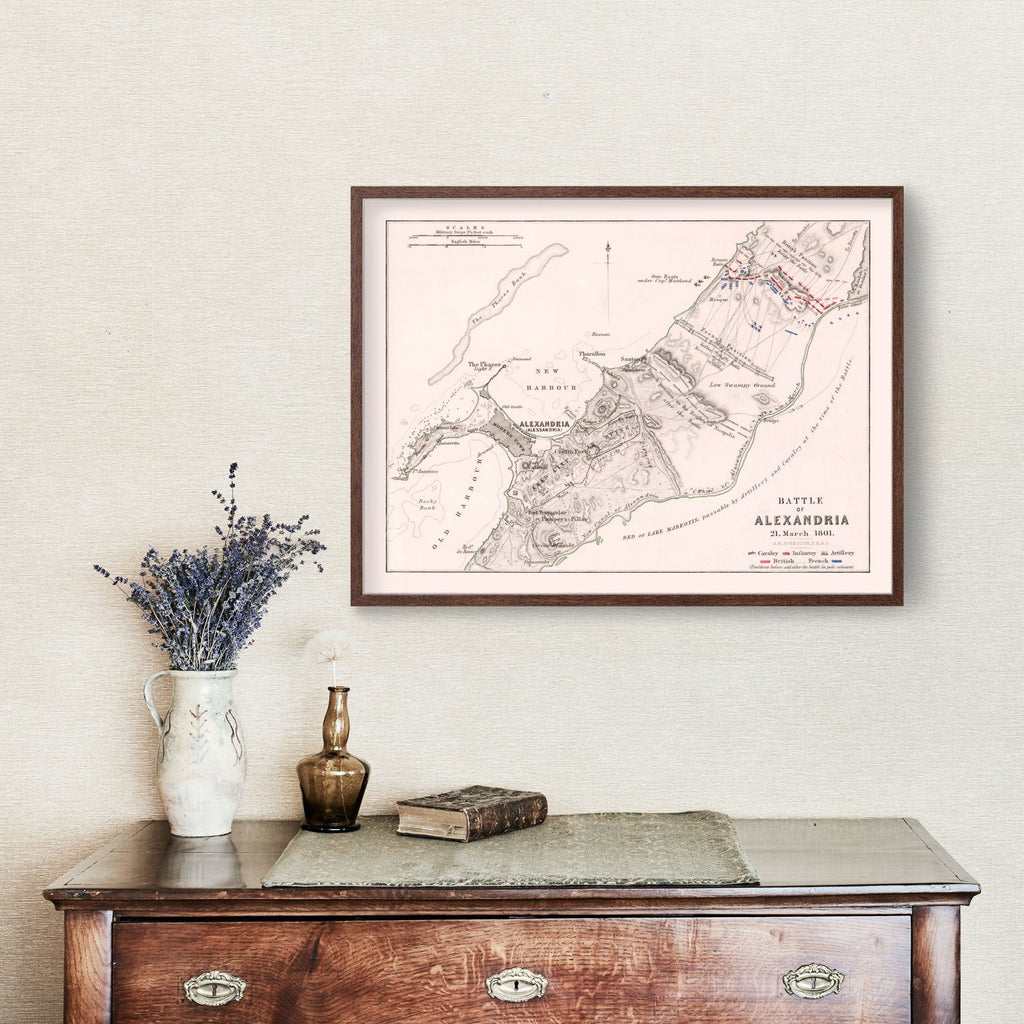 Vintage Map of the Battle of Alexandria, 1801