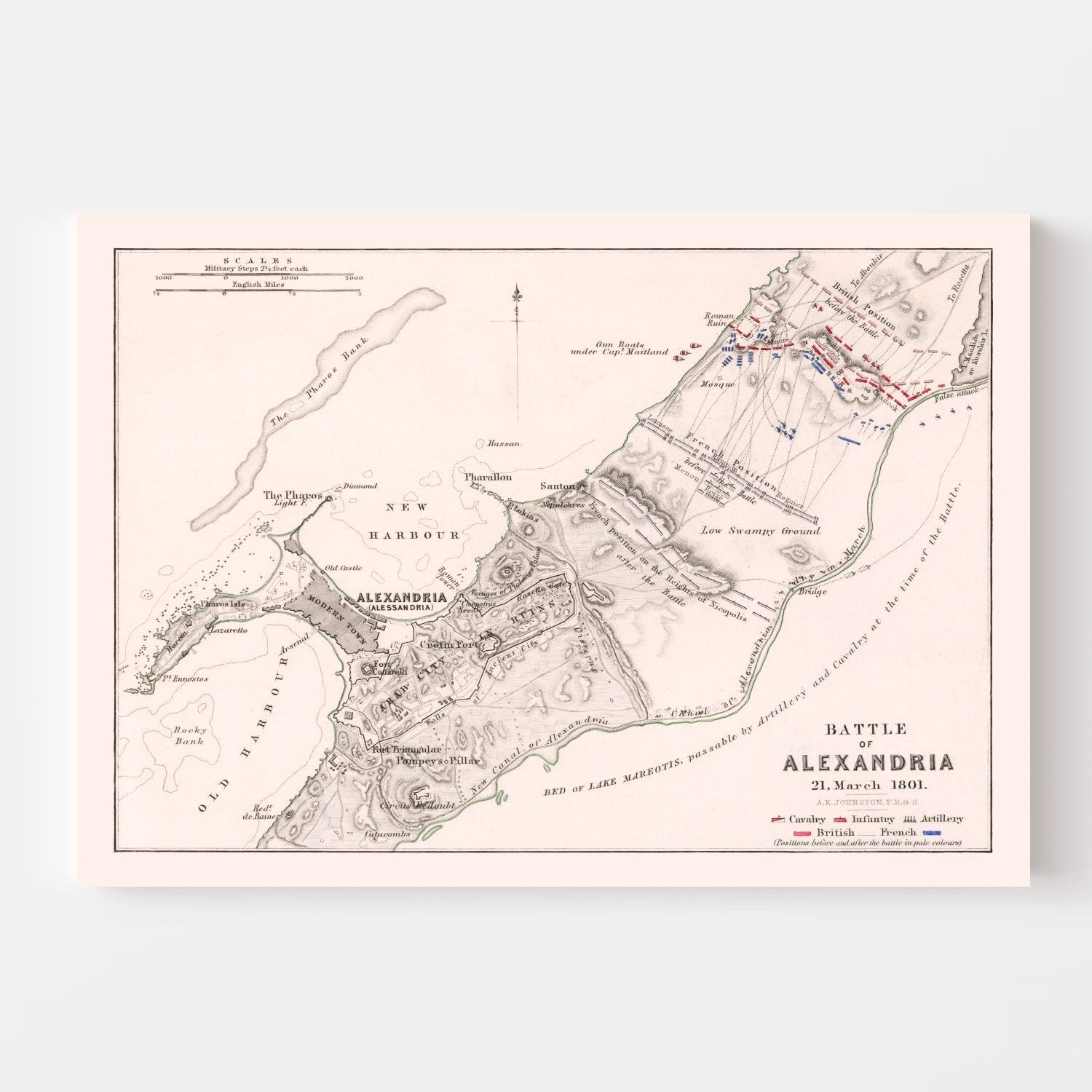 Vintage Map of the Battle of Alexandria, 1801