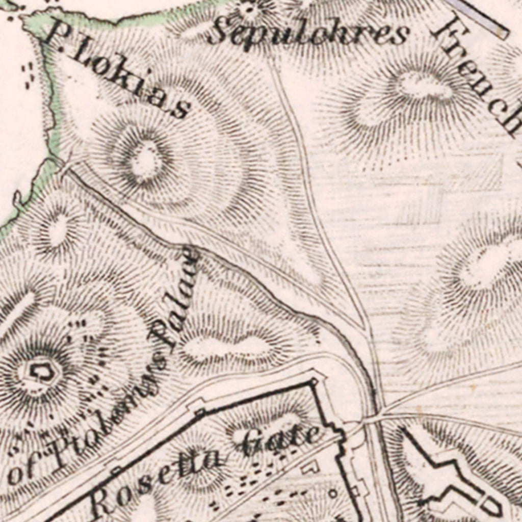 Vintage Map of the Battle of Alexandria, 1801