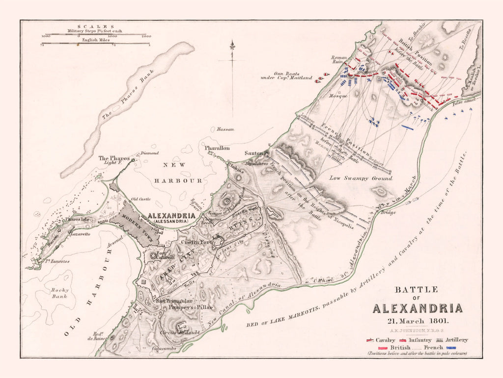Vintage Map of the Battle of Alexandria, 1801
