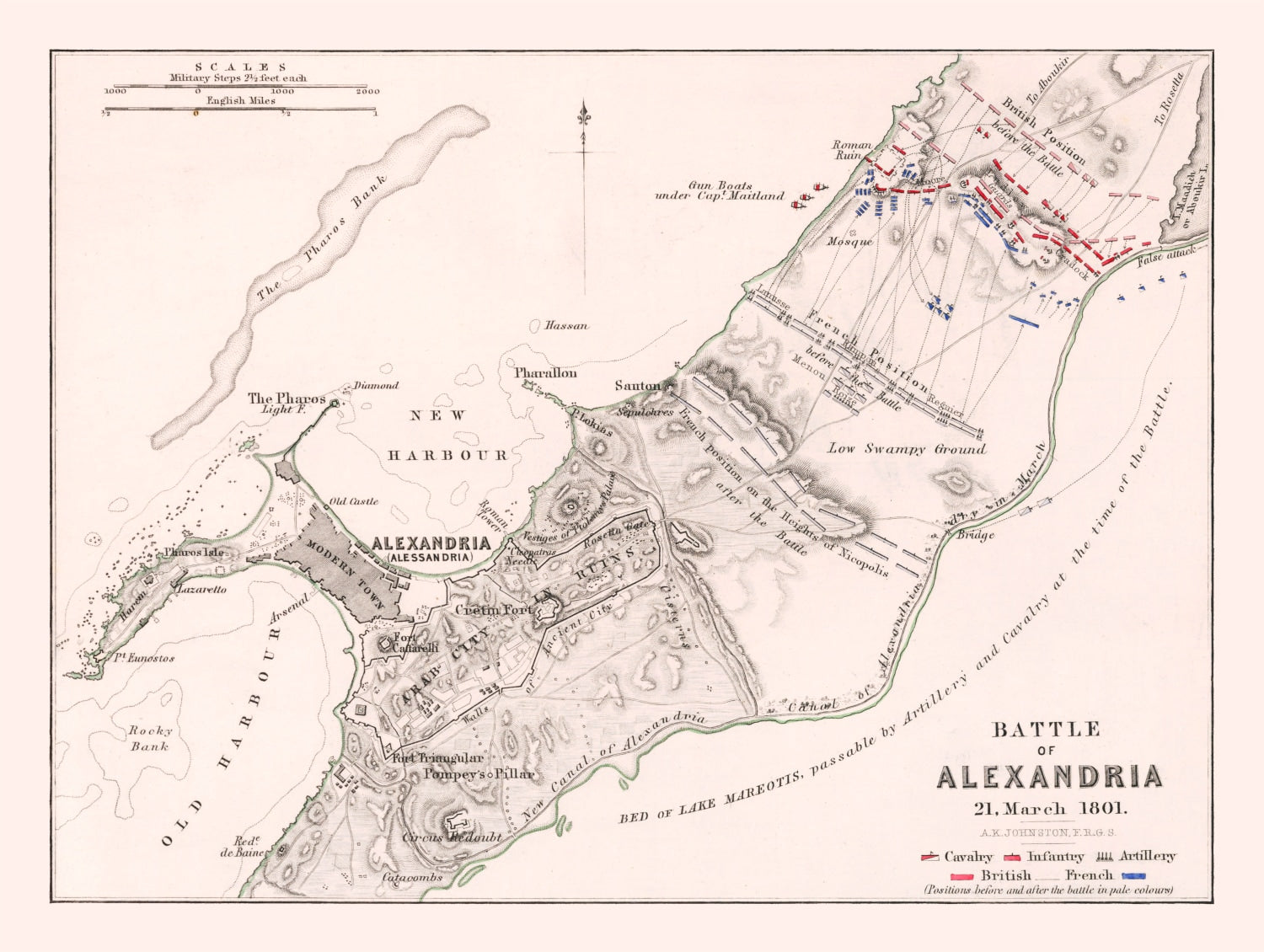 Vintage Map of the Battle of Alexandria, 1801