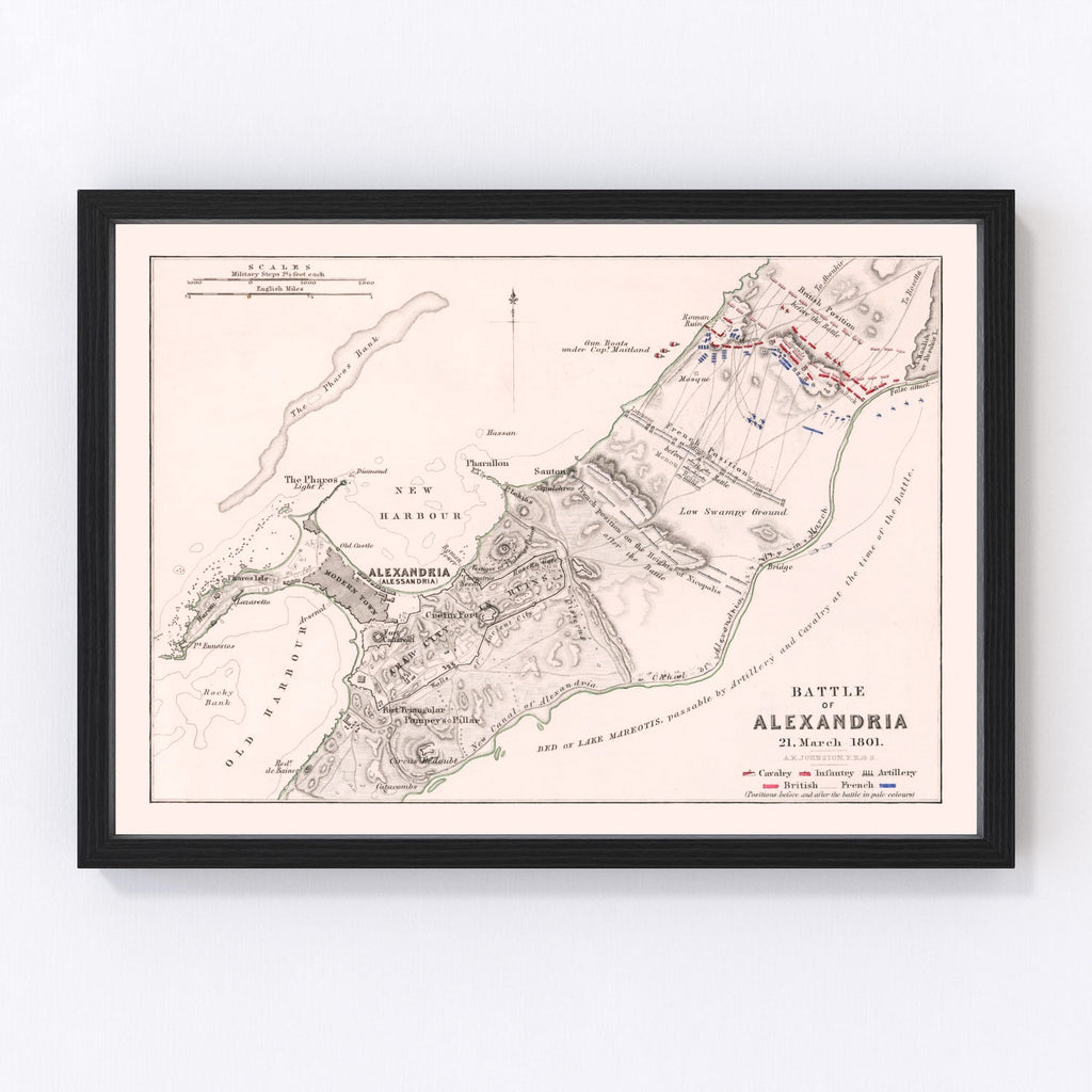 Vintage Map of the Battle of Alexandria, 1801