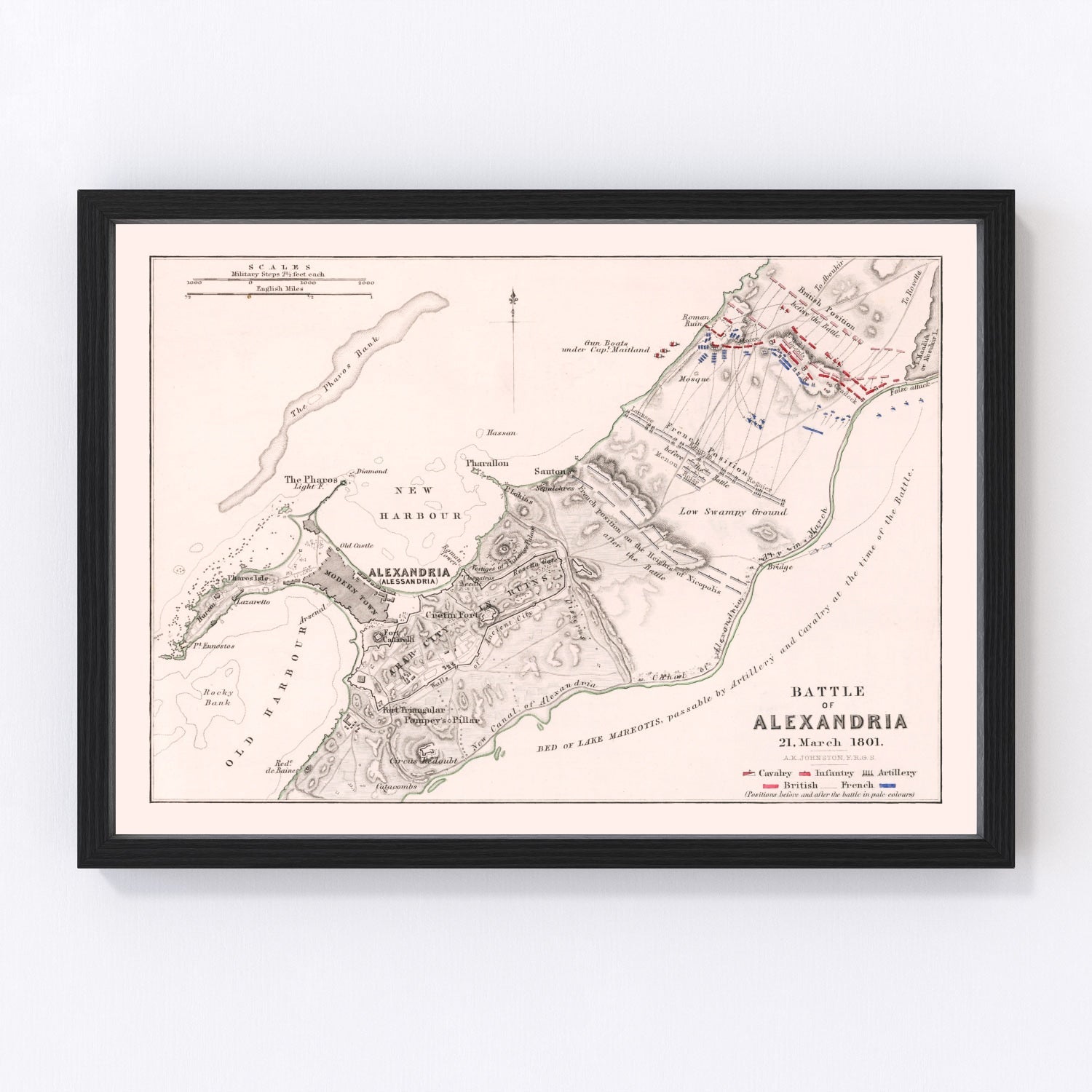 Vintage Map of the Battle of Alexandria, 1801