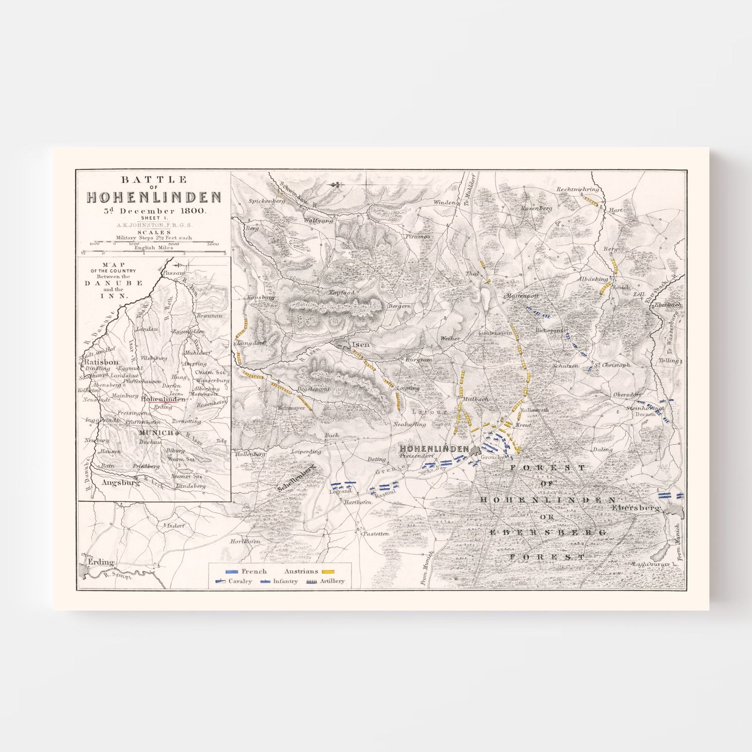 Vintage Map of the Battle of Hohenlinden, 1800