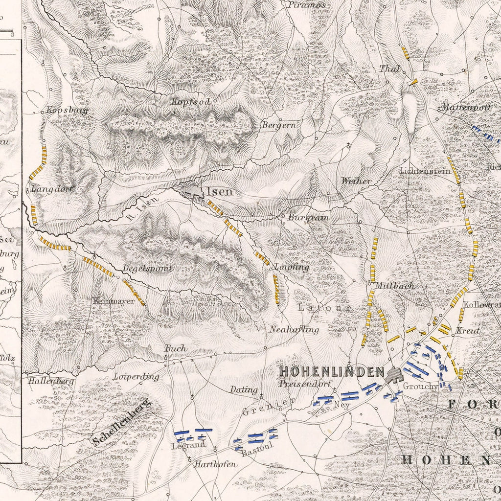 Vintage Map of the Battle of Hohenlinden, 1800