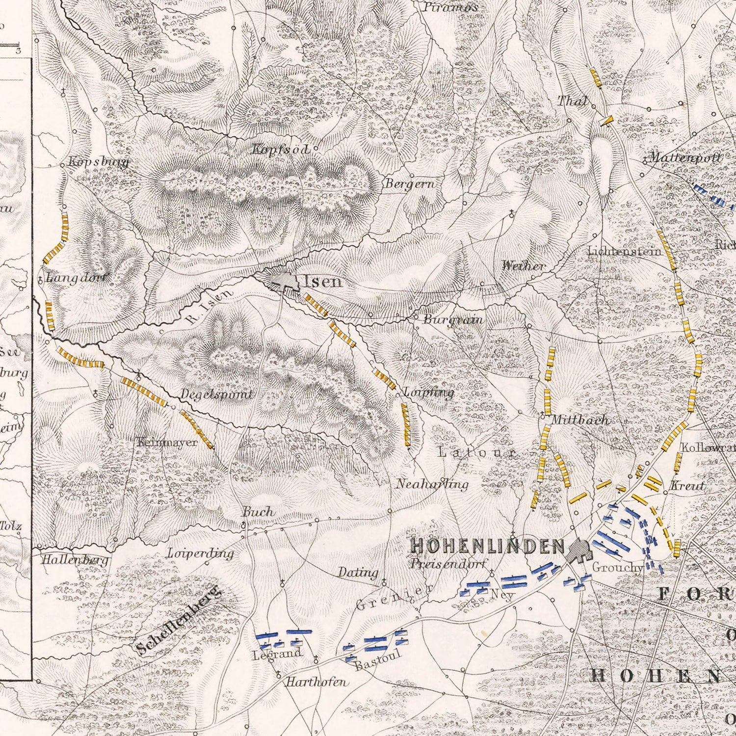 Vintage Map of the Battle of Hohenlinden, 1800