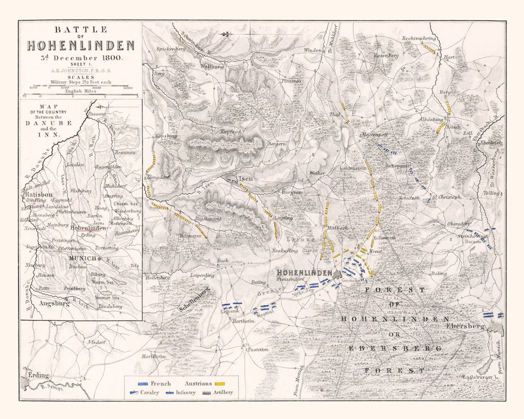 Vintage Map of the Battle of Hohenlinden, 1800